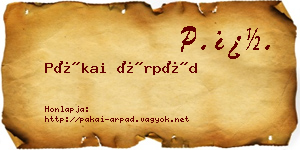 Pákai Árpád névjegykártya