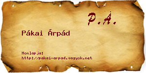 Pákai Árpád névjegykártya